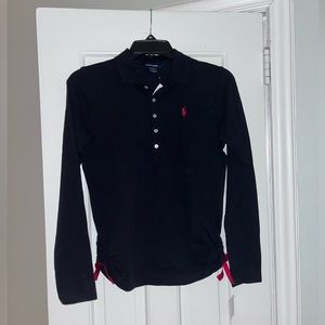 Polo Ralph Lauren Black Button Top with Ties